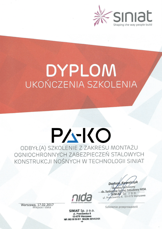 SINIAT - ZABUDOWY OGNIOCHRONNE