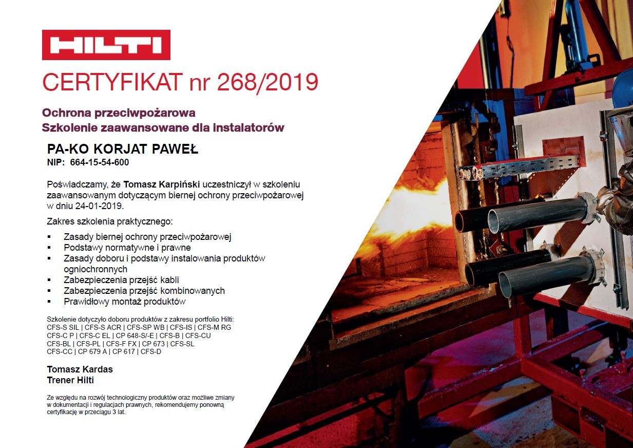 HILTI OCHRONA PRZECIWPOŻAROWA